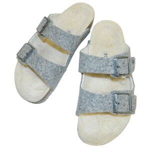 Birkenstock Two-Strap Recovery Sandals Size 34 Wool & Fur Gray Made In Germany
